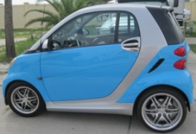 Blue smart car