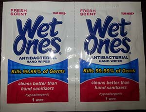 Wet Ones germ killing wipes