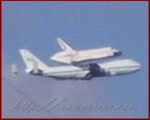 Space Shuttle riding piggyback on 747