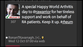 Good wishes coming in this morning from a rheum doc on Twitter!